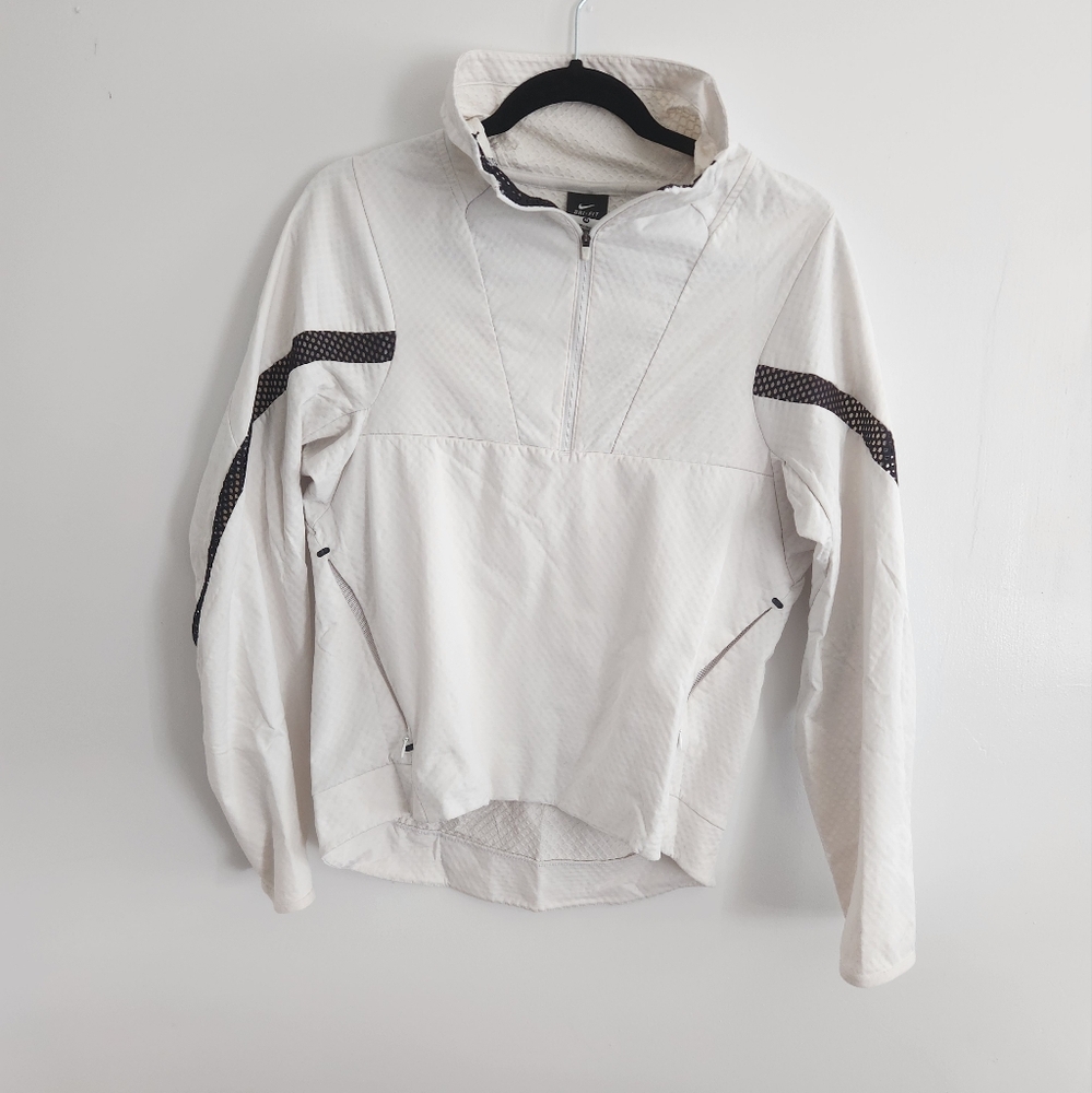 Women's White and Black Quarter-Zip Jacket